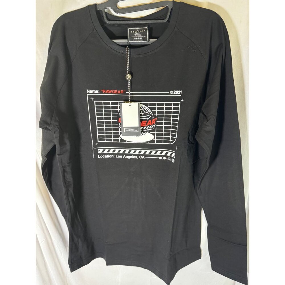 RawGear Men's Heavyweight Long Sleeve Logo‎ T-Shirt RG440, Black, Size L, NWT